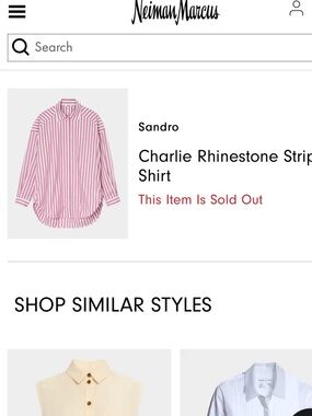 Sandro Pink and White Striped Rhinestone-Trim Button-Down Shirt